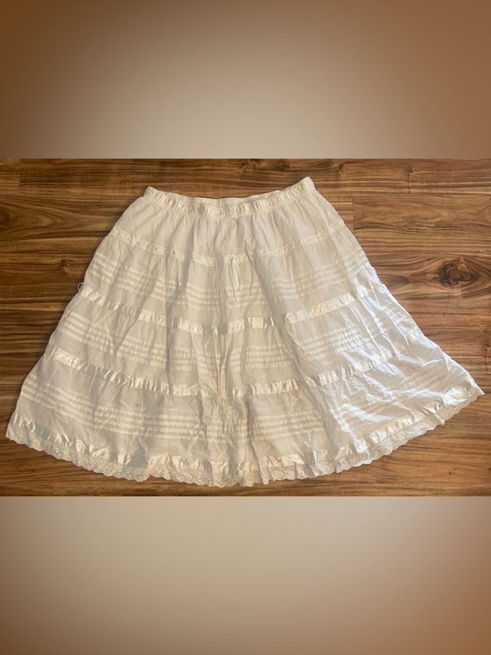 Check Me First Women's White Tiered Cotton Circle Skirt